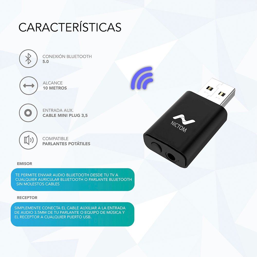 Transmisor Receptor Bluetooth Nictom BF02 FM USB Cargador Manos Libres - DX
