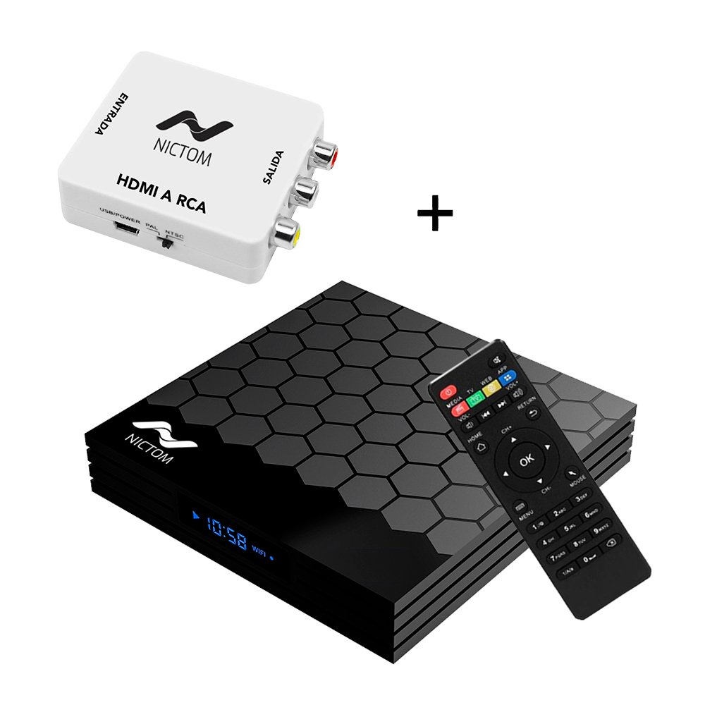 Convertidos Smart TV Nictom 1GB RAM T1PRO + Conversor Adaptador Nictom HDMI  a RCA